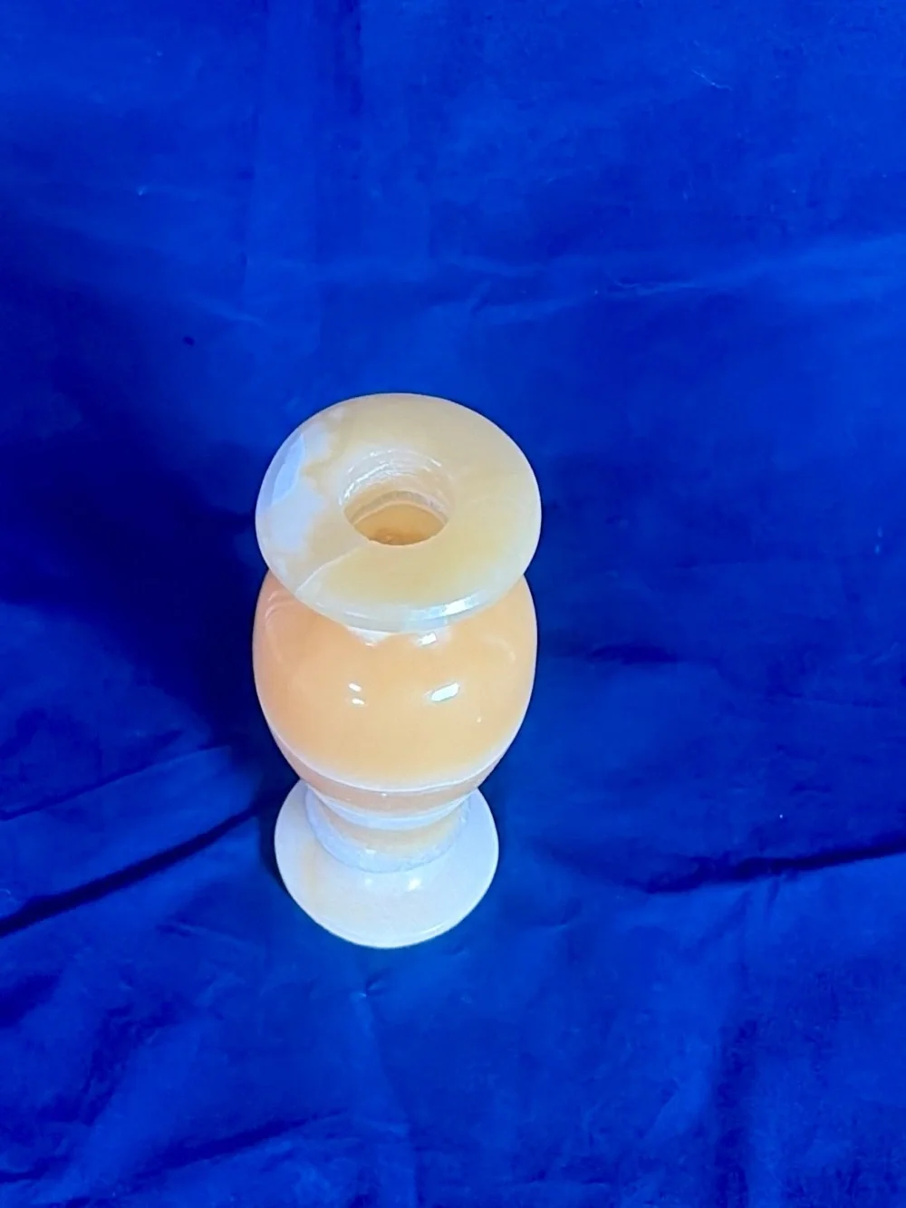 Handmade Egyptian Alabaster Vase 6.5” Carved Stone Honey Gold Veining